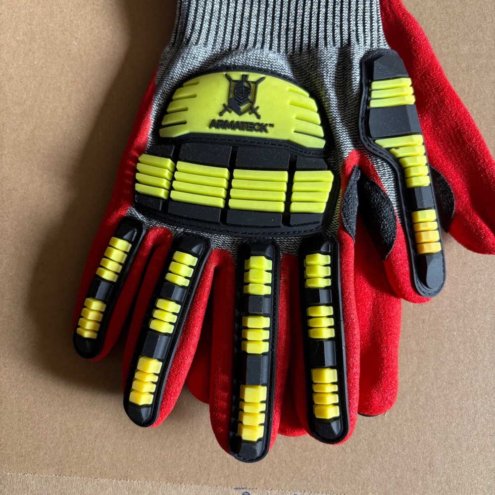 Armateck Nitrile Dipped Impact Cut Resistant Work Gloves Red Grey XL ARM5513XL - Picture 2 of 4